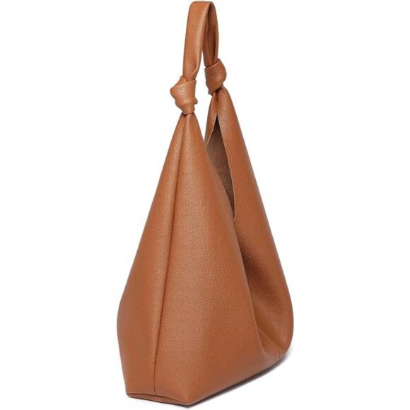Vegan Leather Hobo Purse Set – Slouchy Shoulder Bag With Small Makeup Pouch In Bean Green